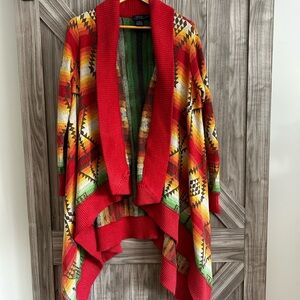 Polo Ralph Lauren Southwestern Shawl Draped Open Front Cardigan western glam
